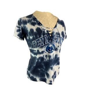 Large (14) So Nikki Girl's Lace Up Penn State Tie Dye Tshirt Distressed Look